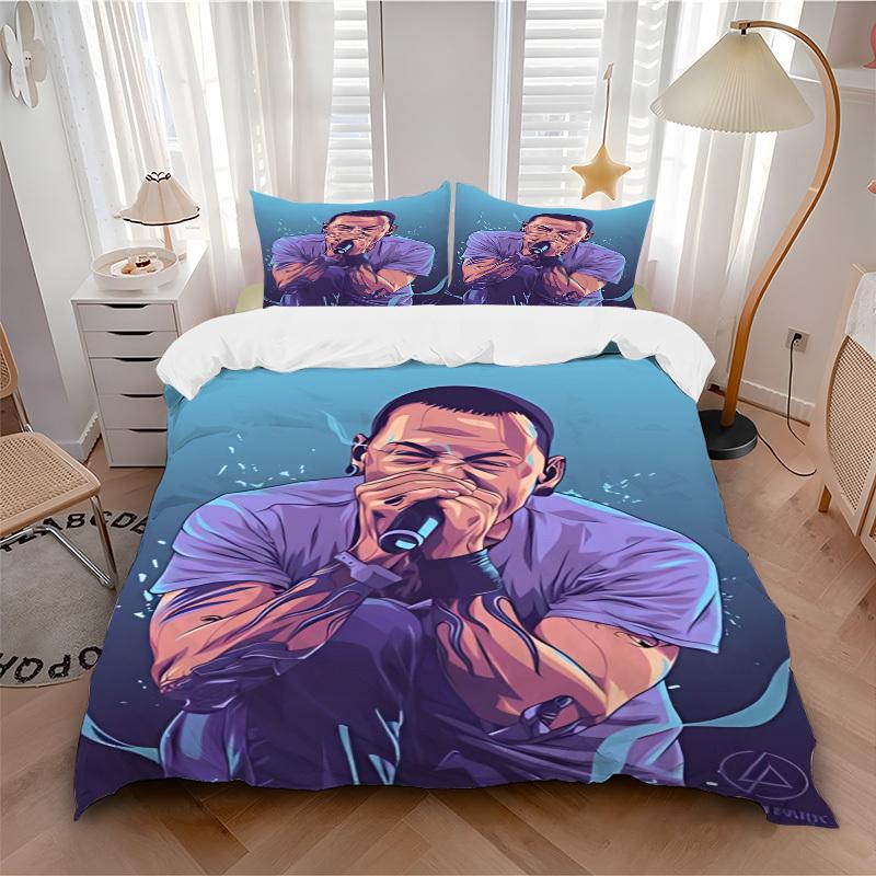 3pcs Chester Bennington, Linkin Park Duvet Cover Set - Machine Washable, Includes 1 Duvet Cover and 2 Pillowcases, No Core Included yy251022227