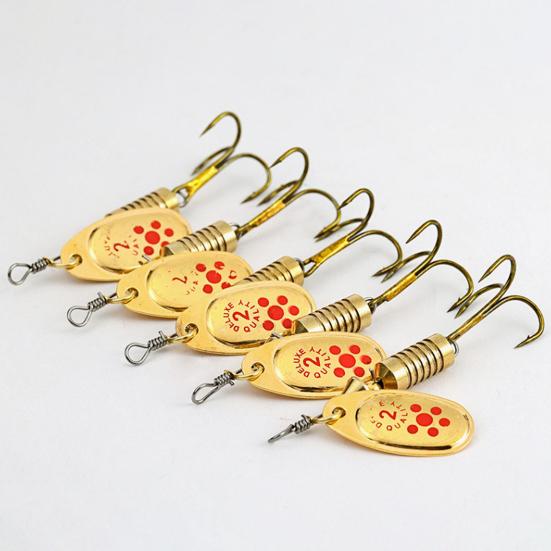 10Pcs 6.3CM/7G Spinner Blade Lure with Hook Hard Metal Spinnerbait Rotating Sequin Lure Rig Saltwater Freshwater Walleye Bass Fishing Accessories