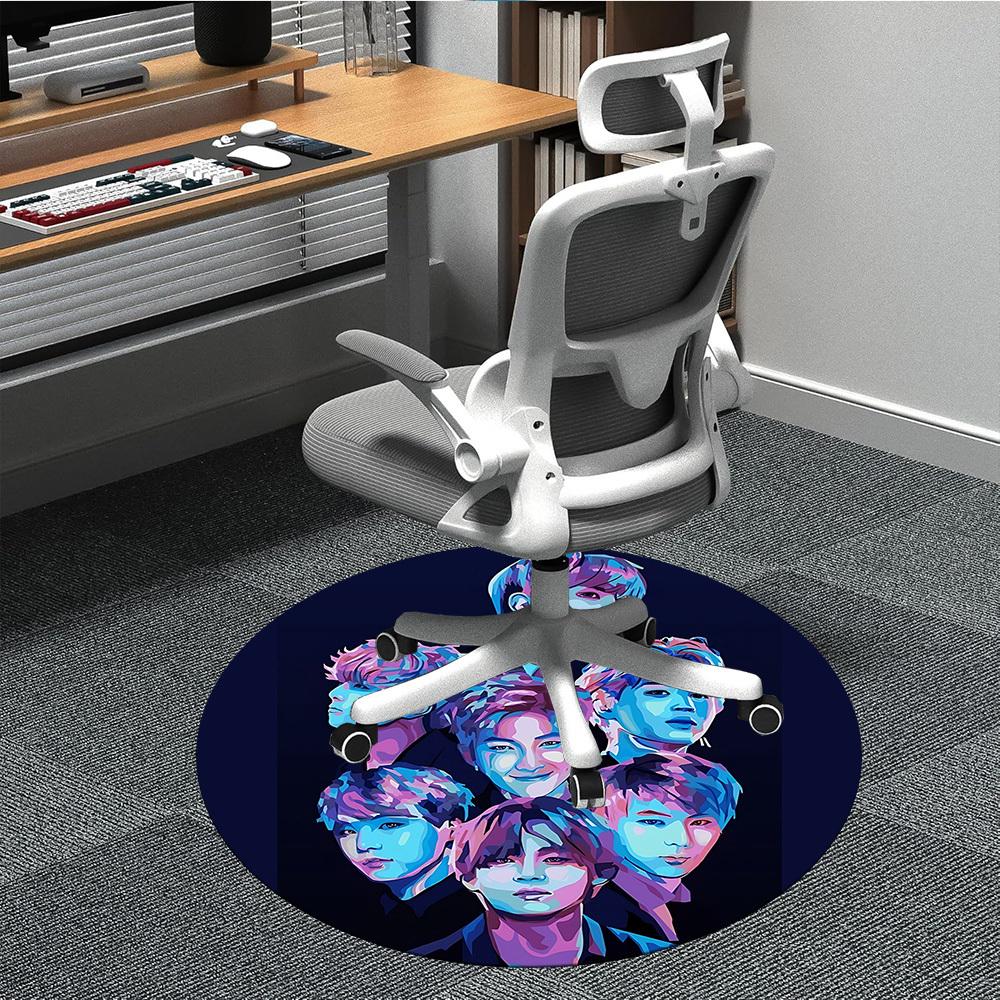 1PC K-pop Office Round Rug, Non-slip, Soft and Durable Office Rug for Interior Decoration, Perfect for Office yy250915026
