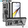 KEYSION Ударопрочный бронированный чехол для IQOO 15 5G Мягкий силикон+ПК Вертикальная металлическая подставка-кольцо Задняя крышка телефона для IQOO 15