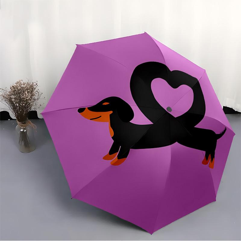 1pc Dachshund Love Automatic Folding Umbrella Portable Collapsible Design, 8-Rib Iron Frame, Durable Fabric, All-Season Casual Outdoor 157