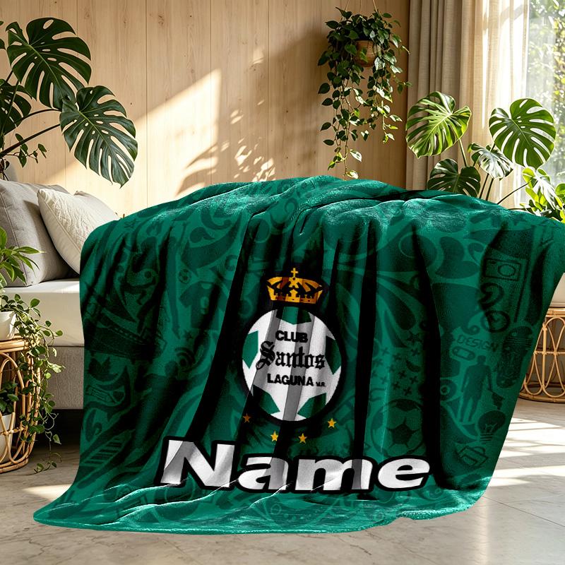 Custom Name Personalized Club Santos Laguna Print Blanket, Home Decor, Bedroom, Sofa, Camping, Couch, Gifts for Birthday ChristmasEnthusiasts