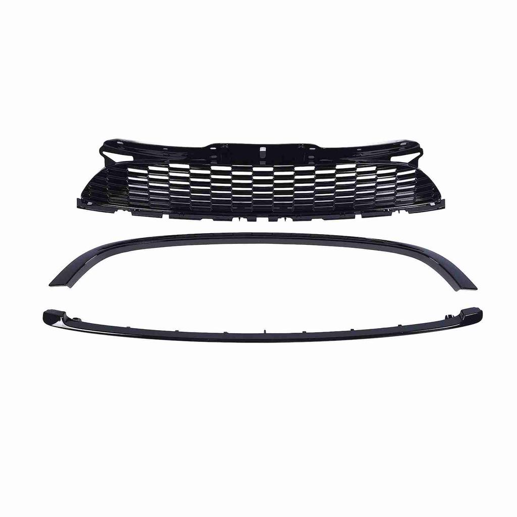 3PcsSet Glossy Black Front Hood Molding Grille Surround Cover Trim Kits for R55 R56 R57 R58 R59 S