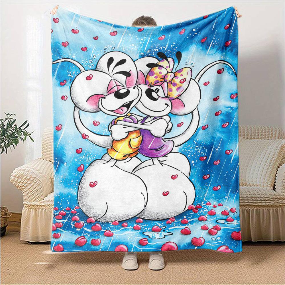Rabbits Rain Hearts Flannel Blanket Super Soft Warm Cozy Blanket For Sofa Bed Office Travel Allseason Home Decor Gift