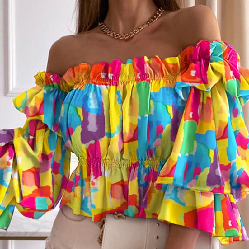 BITCED Женская летняя модная плиссированная рубашка на одно плечо