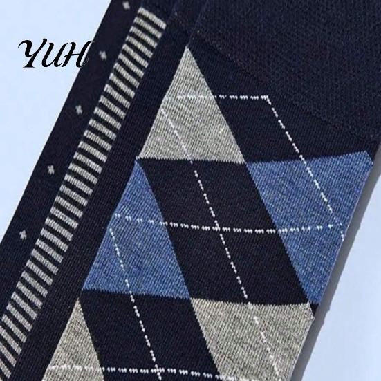 Breathable Footwear for Men Men's Dress Socks, Comfortable Crew Sock, Solid, Striped, Argyle, Dotted Cotton Socks Long Large Size Business Formal Wear
