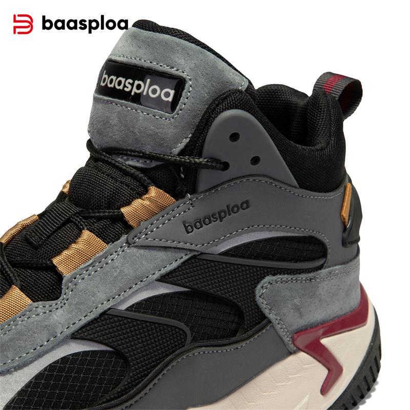BAASPLOA Зимние мужские кроссовки Кожаная повседневная модная водонепроницаемая спортивная обувь для мужчин Плюшевые теплые мужские кроссовки Нескользящая уличная повседневная спортивная обувь