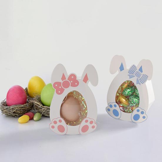 10 шт. пасхальных коробок для сладостей, коробки для закусок в форме яиц с ушками кролика, бумажные коробки для подарков на вечеринку, шоколадные печенья, конфеты, вкусности