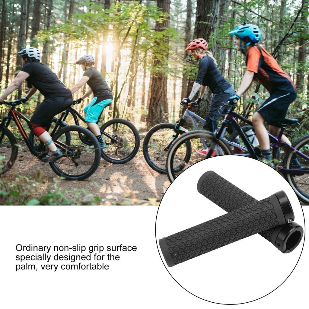 Mountain Bike Handlebar Single Locking Grips Shock Absorbing Rubber Grips