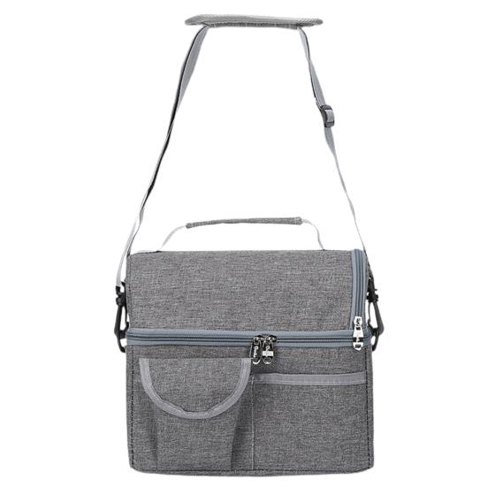 Lunch Storage Bag Large Capacity Double Layer Zipper Closure Reinforced Handle Design Waterproof Thermal Insulation Lunch Bag