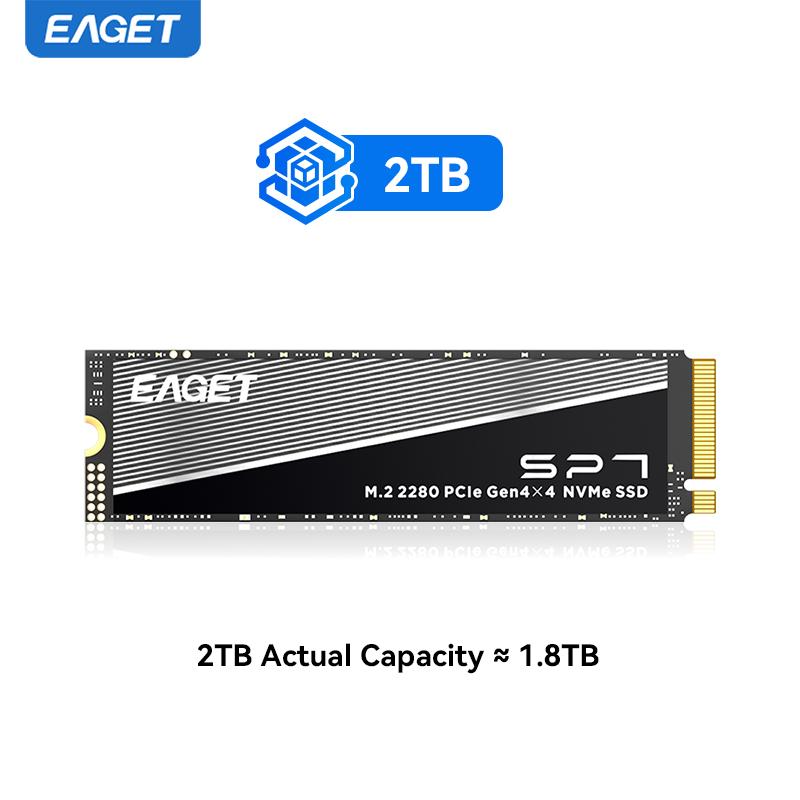 EAGET PCle Gen4x4 NVMe M.2280 SSD До 7400 МБ/с Высокоскоростной внутренний твердотельный накопитель для ПК, ноутбука и игр, сверхбыстрая передача данных