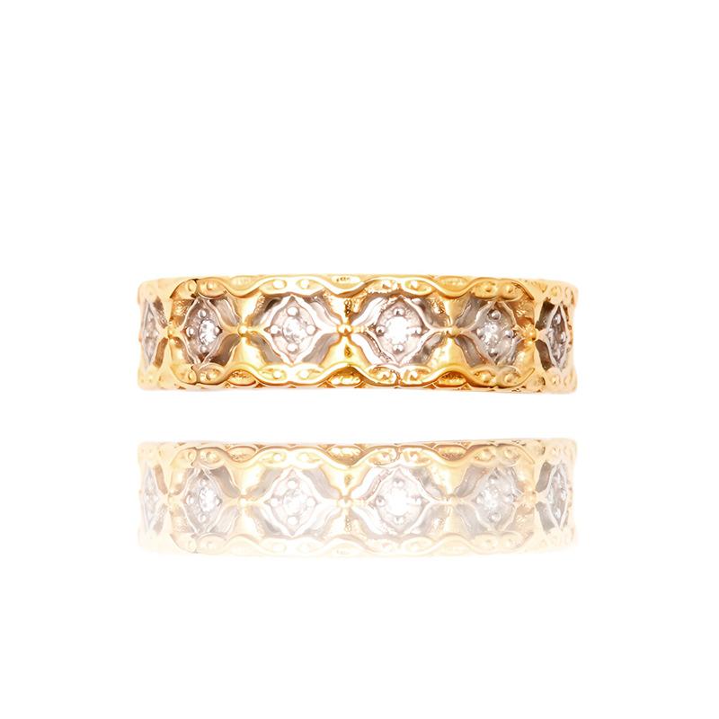 Buccellati Ring Set Women's Lace Hollow Engraved Full Diamond Inlaid High-end Hand Jewelry