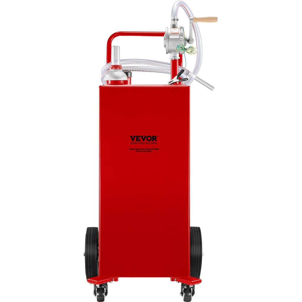 Fuel Caddy, 35 Gallon, Gas Storage Tank on 4 Wheels, with Manuel Transfer Pump, Gasoline Diesel Fuel Container for Cars, Lawn Mowers, ATVs, Boats,
