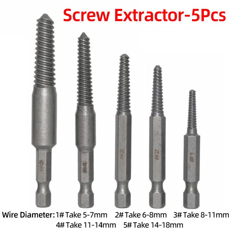 5 шт., экстрактор для винтов, центральные сверла, набор направляющих, съемник сломанных поврежденных болтов, шестигранный ручной инструмент, набор шпилек для снятия поврежденных гайок, болтов