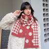 Houndstooth Smiley Face Knitted Scarf for Women Winter Korean Version Versatile Ins Trendy Thickened Warm Student Woolen Scarf for Men