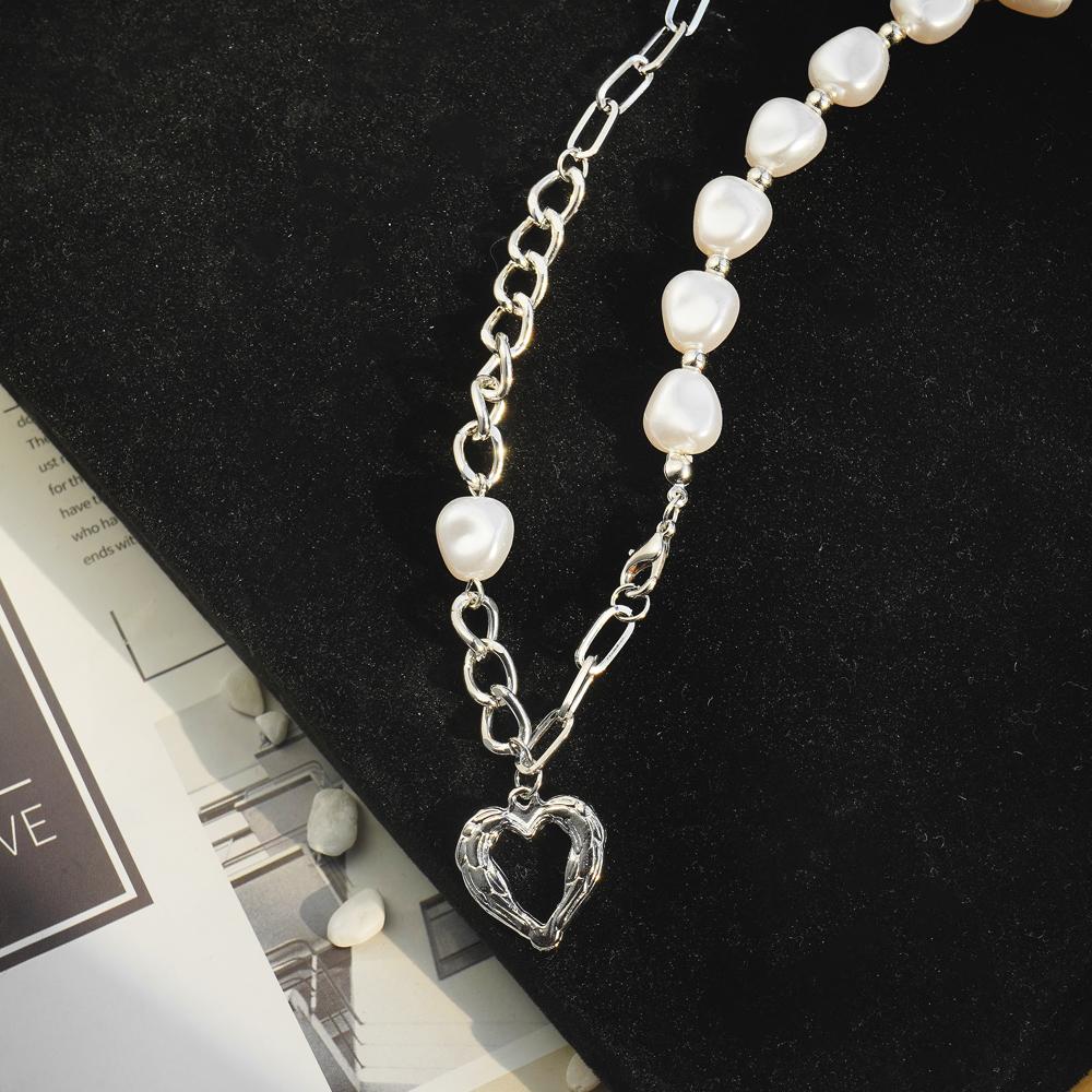 Вырезанный вручную кулон в форме сердца, цепочка для свитера, жемчужная цепочка, ожерелье для ночного клуба