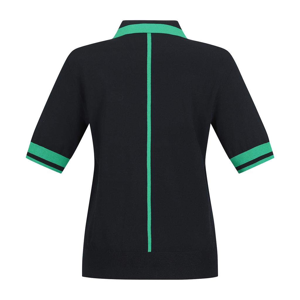 SUPERIOR Women'S Collared Short Sleeve Sweater Navy (Iw0Ftsy20149)