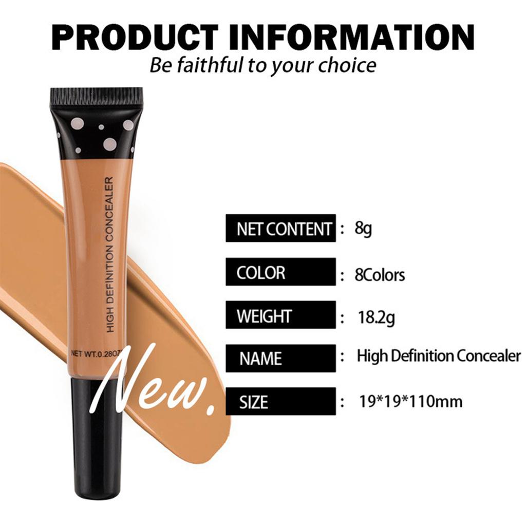 8ml Tube Concealer for Under Eye Circles & Dark Spots – Full Coverage Foundation Stick for Face Contouring & Acne Scar Camouflage
