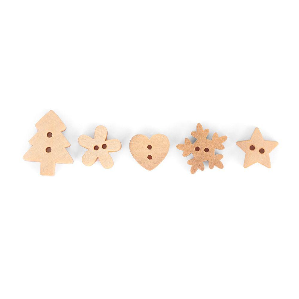 2 Holes Wooden Snowflake DIY Crafts Scrapbooking ChristmasTree Pattern Sewing Wood Buttons