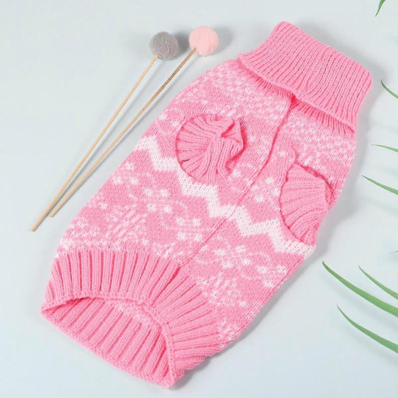 Pink Pet Knitted Sweater 3Pcs High Collar Warm Sweater for Dogs