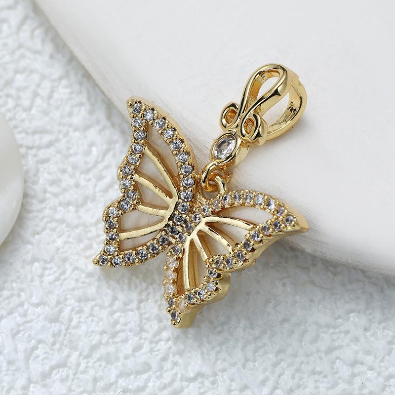 Подвеска-бабочка из позолоченной меди с цирконием для самостоятельного изготовления украшений