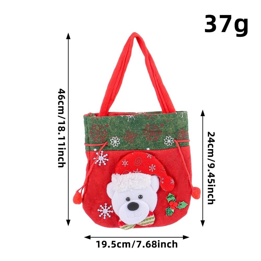 Cute Drawstring Closure Christmas Gift Bag Flannel Santa Snowman Santa Gift Bag Candy Pouch Xmas Gift Package Christmas Eve