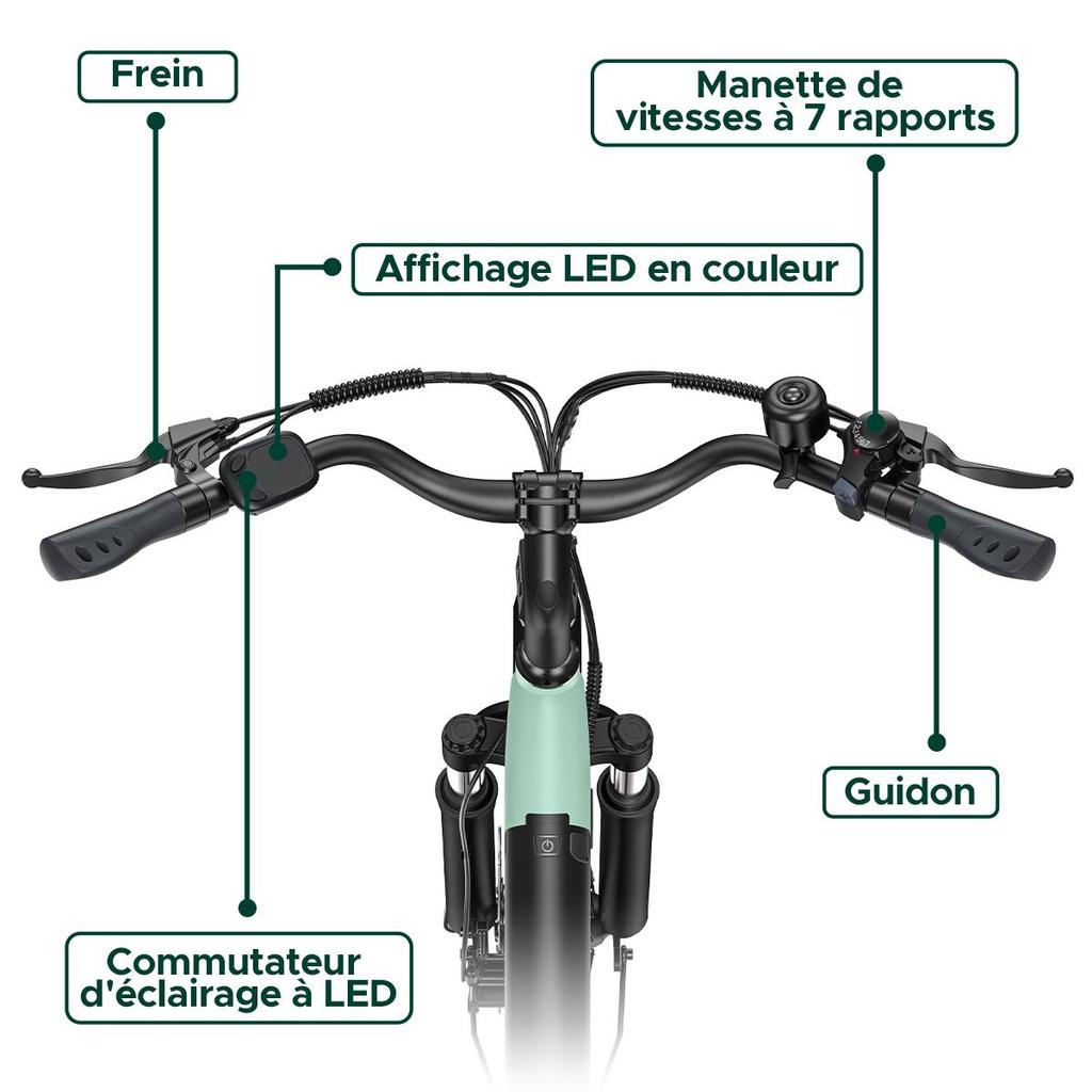 HillMiles MileCity 1, 26" Step-Through Electric Bike, 250W Motor, 36V 13Ah Battery, 25 KM/H, 7 Speed, Perfect for Urban Commuting