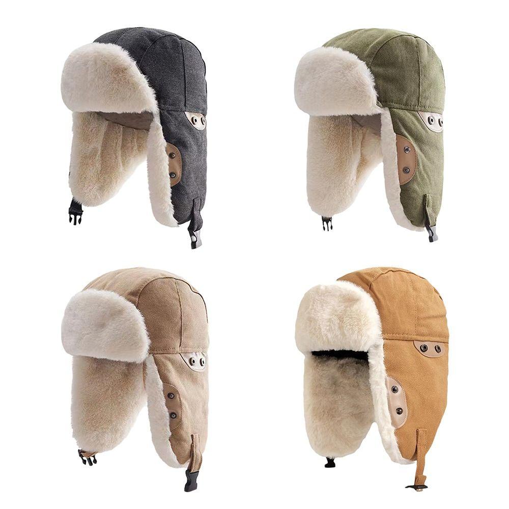 Thick Winter Cap Plush Ski Russian Cap Outdoors Earflap Bonnet  for Men Women