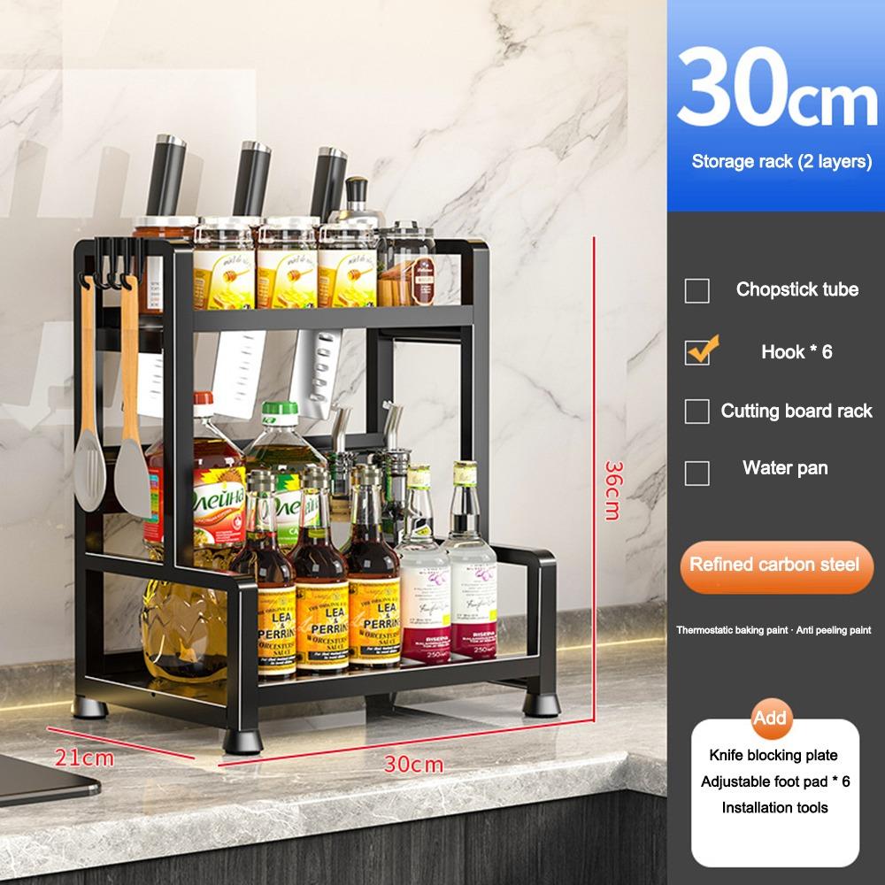 Durable 2/3 Tier Spice Rack Rustproof Multi-function Seasoning Rack Kitchen Shelf for Kitchen Storage