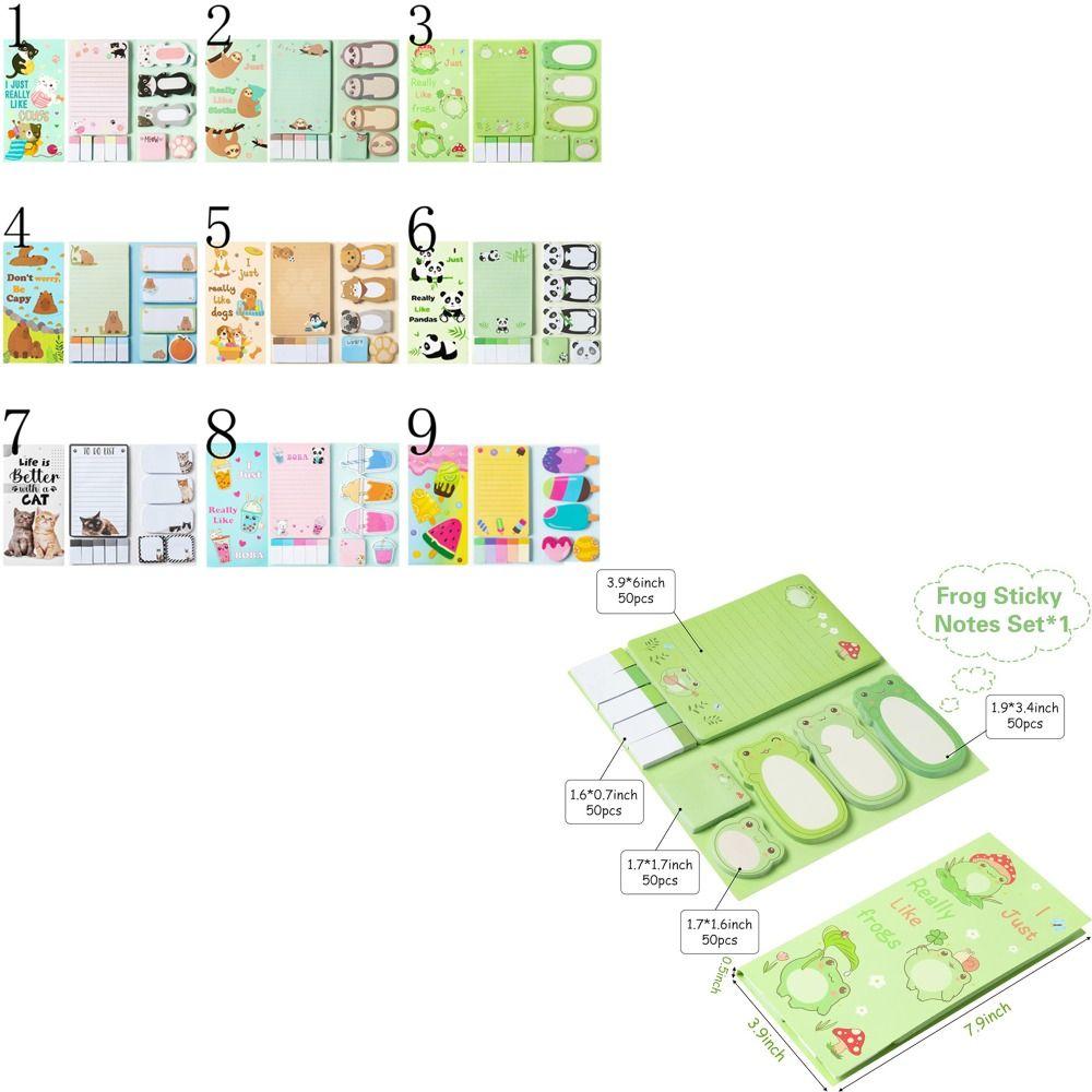 Набор из 50 утолщенных стикеров с животными для заметок в квадратном стиле для офиса и школы