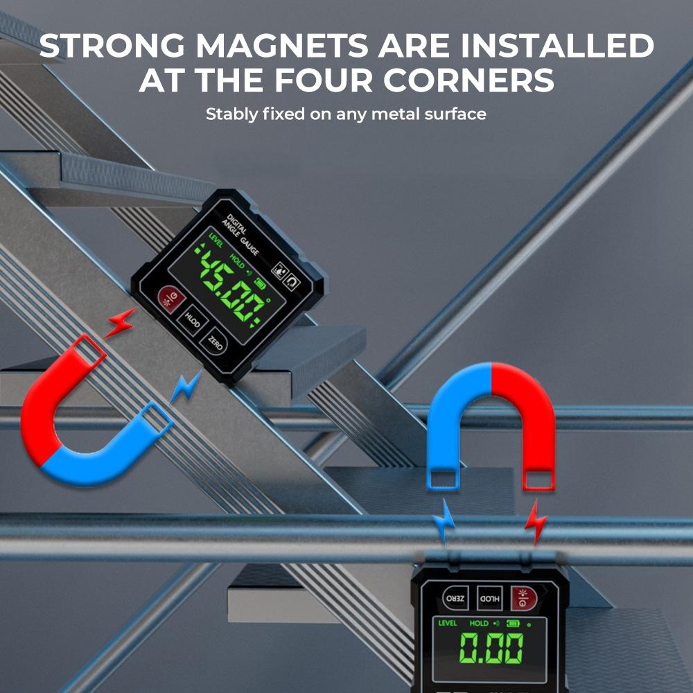 Digital Inclinometer Measure Level 4 Sided Magnetic Suction Double-sided Laser Tilt Angle Box Electronic Angle Ruler for Slope