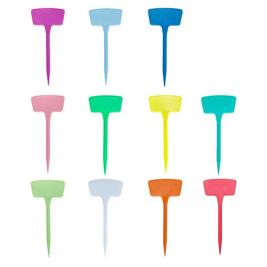 10 шт./компл. этикетки для растений, водонепроницаемые вставки, дизайн, однотонные Т-образные пластиковые бирки для растений для садоводства