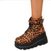 Women Leopard Ankle Chelsea Boots Wedges Platform Shoes 2024 Winter Designer New Walking Shoes Fashion Dress Chaussures Femme