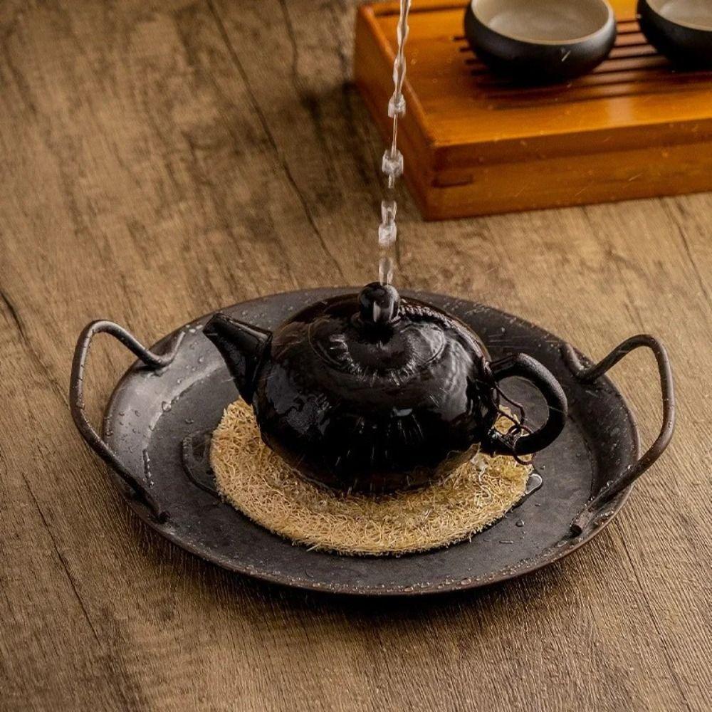 Round Teapot Pad Natural Loofah Mat Home Accessorie Tea Cup Mat Tea