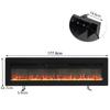 70in Black Electric Fireplace, Wall Mount & Freestanding, 12 Color LED Flame with Crystal Decor, 177.8×14.6×32.7cm