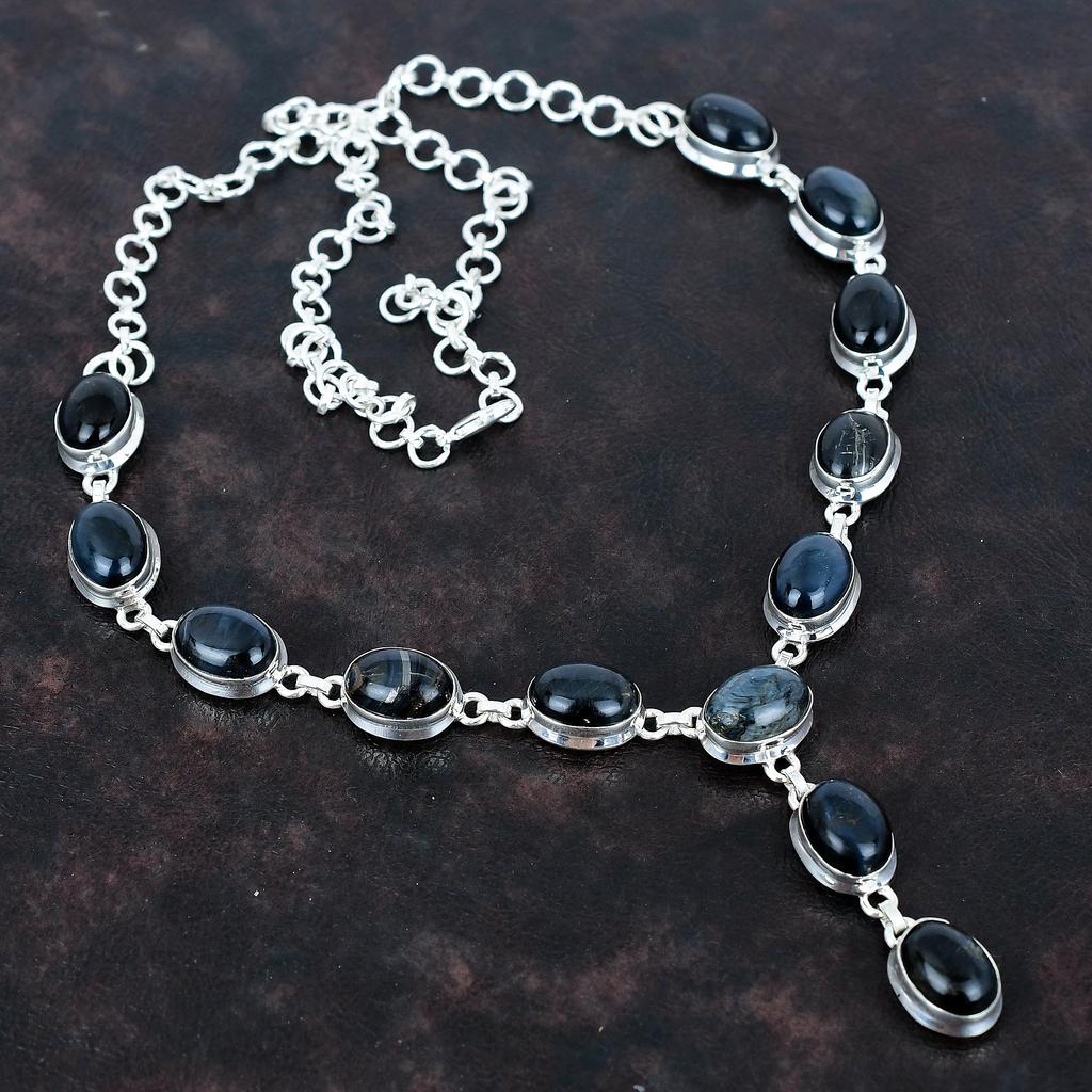 Pietersite Necklace Gemstone Necklace Handmade Jewelry 925 Sterling Silver Adjustable Chain Necklace Natural Pietersite Jewelry Wedding Gift