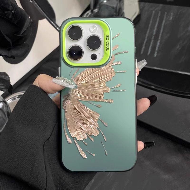 Silver Foil Butterfly iPhone Case for iPhone 16/14/13/12/SE/XR/XSmax/7/8 Plus - Soft Cover