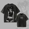 BLEACH Kuchiki Rukia Tshirt Gothic Yk Anime Printed Tshirt Washed Mens Clothing Summer Short Sleeve Cotton Tees Shirt Tops