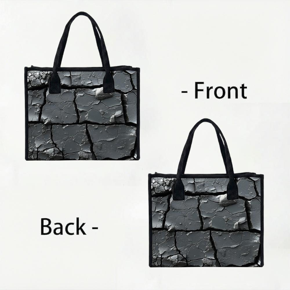Cracked Texture Tote Bag Fashion Large Capacity Casual Shoulder Bag for Daily Use