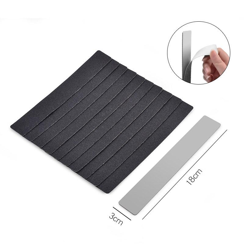 10 шт., черная/серая съемная пилочка для ногтей из наждачной бумаги с ручкой из нержавеющей стали, металлическая сменная пилочка для ногтей 100/180 для маникюра