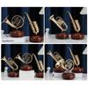 Trumpet Music Box Classical Wind Up Musicbox Twirling Music Box Rotating Base Brass Wind Instrument Miniature Replica