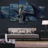 Домашний декор, модульная картина на холсте, серебряный дракон, доспехи, рыцарь, игра, картина, пейзаж, художественная комната, постер, домашняя настенная живопись на холсте