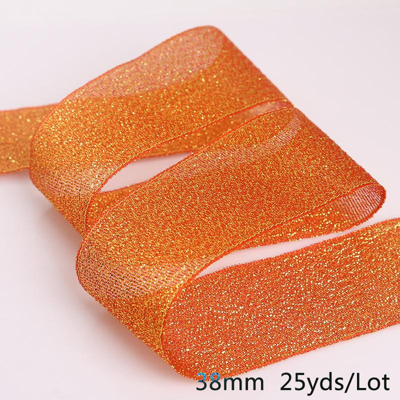 25 ярдов металлическая лента из органзы для украшения свадебной вечеринки, подарочная упаковка, рождественские ленты