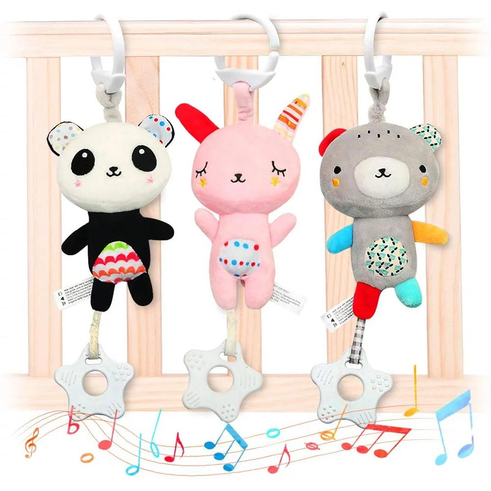 Детские погремушки с прорезывателями Мягкие плюшевые Игрушки для подвешивания на коляску, автокресло, кроватку Развивающая игрушка для новорожденного Бэби Подарки