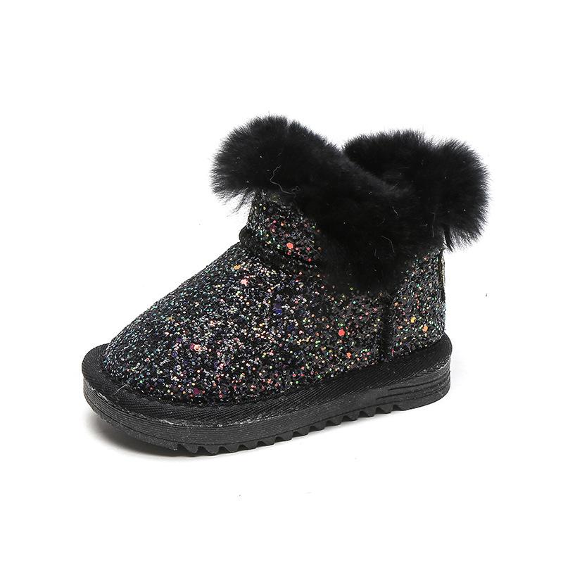 Модные новые яркие детские ботинки зимние утолщенные детские сапоги бархатные теплые холодные детские хлопковые сапоги с блестками зимние сапоги