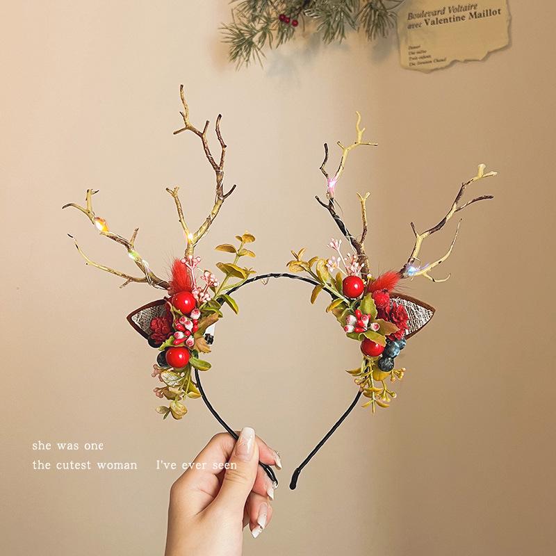 Женская рождественская плюшевая шапка, повязка на голову, аксессуары для волос