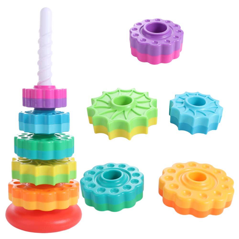 Montessori Rotating Screw Bolt Toys Hand-eye Coordination Stacking Rainbow Tower Home