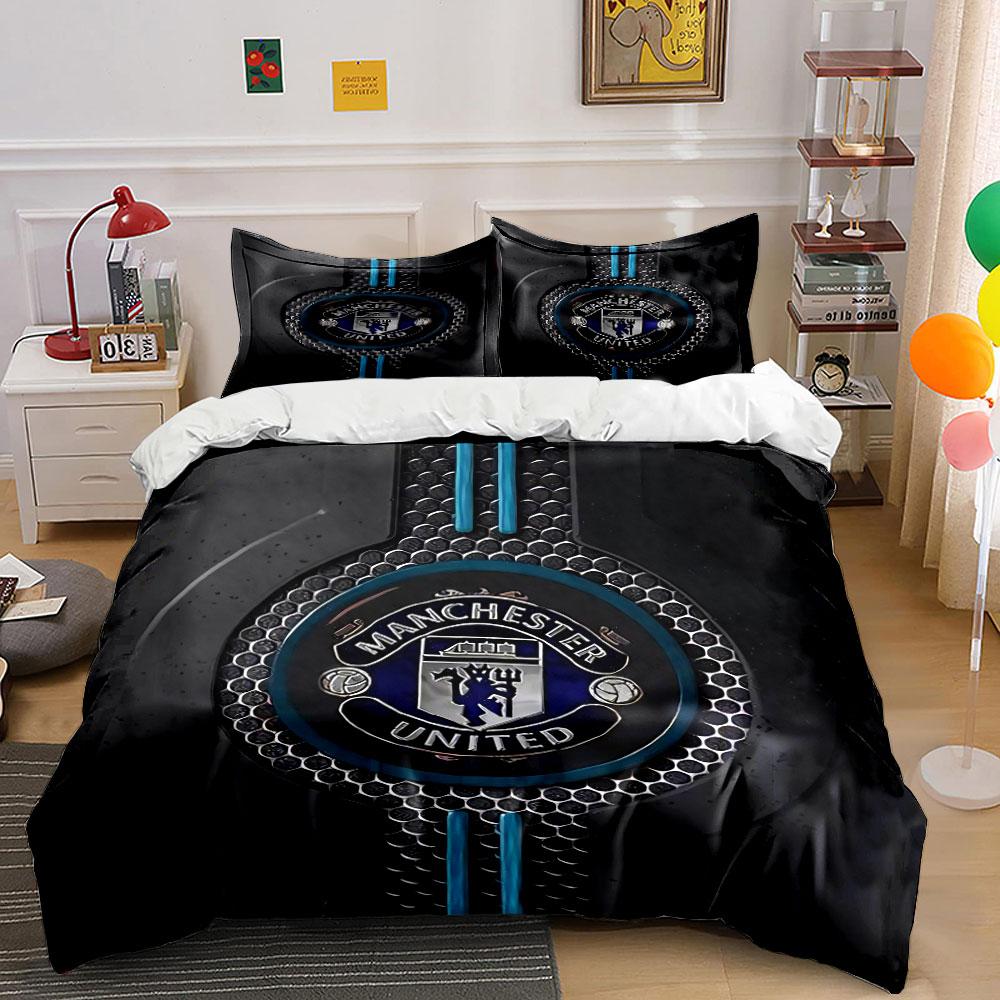 Black Manchester United Bedding Bedding Duvet Cover Set Duvet Cover Pillowcases (1 * Duvet Cover 2 * Pillowcases, without duvet insert)