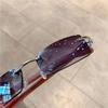 Солнцезащитные очки без оправы для мужчин и женщин с деревянным узором, роскошные солнцезащитные очки в стиле ретро, ​​модные оттенки UV400, путешествия на открытом воздухе