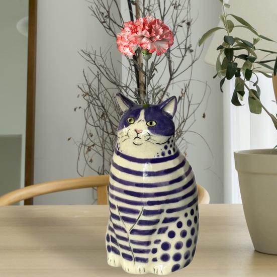 Dotted Cat Flower Vase Desktop Decoration Resin Cartoon Kitten Floral Plants Vase Indoor Real Dried Flower Holder Floral Arrangement Container